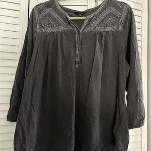 Lucky Brand Gray Embellished Tunic with 3/4 Sleeves